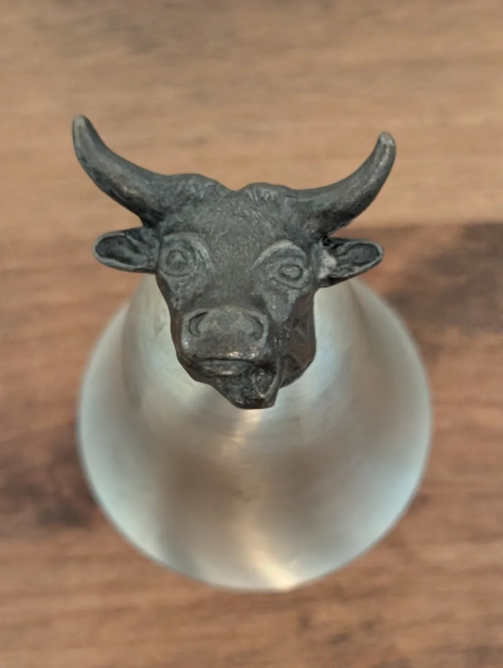 1970's Towle Pewter Bull Cow Longhorn Shot Glass Cup 2 3/4 Inches Tall‎